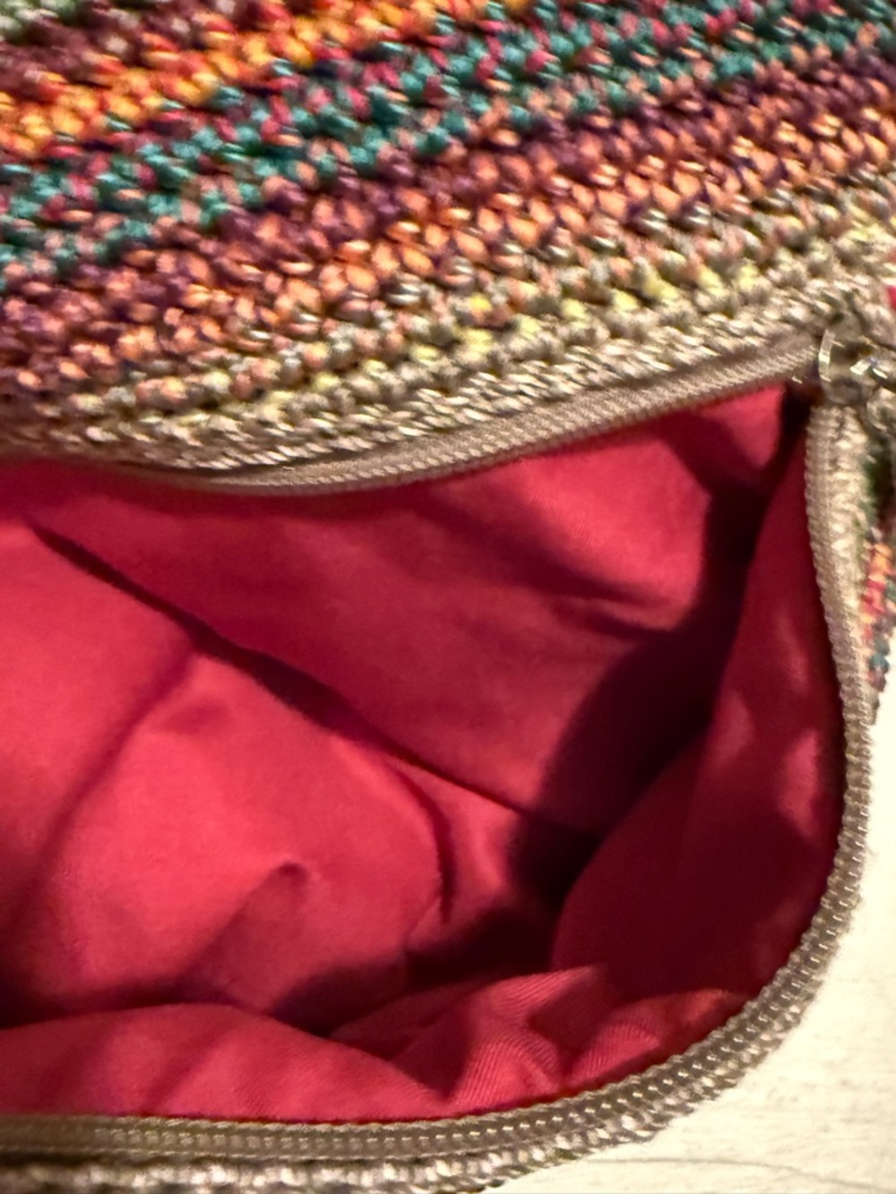 The Sak Belle Crochet Large Hobo Tote Purse Bag Multicolor Stripe EUC - Picture 6 of 9